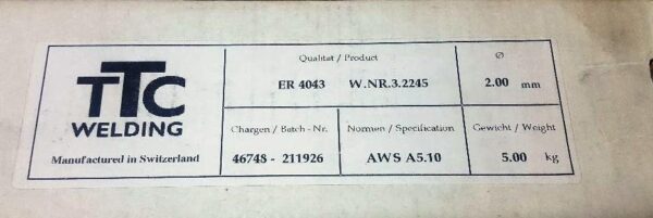 Bagheta sudura aluminiu TIG WIG AlSi5% TTC - imagine 2