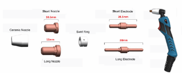 Electrod plasmă scurt/lung PT-31 (10 buc) - imagine 3