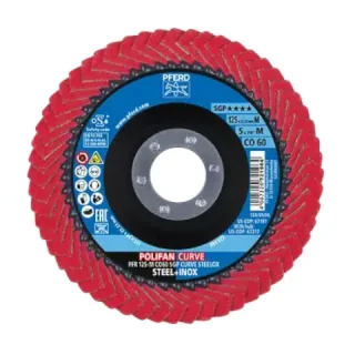 Disc abraziv lamelar POLIFAN Curve PFR, cu granule de oxid ceramic (CO 60) 4 Disc abraziv lamelar PFERD